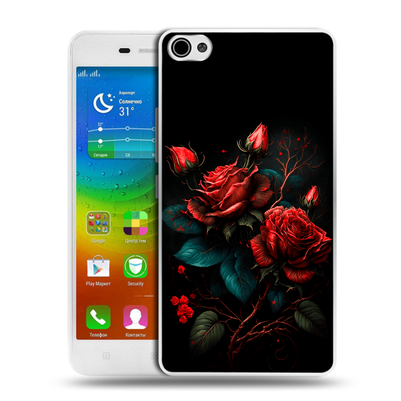 Силиконовый чехол на Lenovo S60 с принтом Розы красные Силиконовый чехол на Lenovo S60 с принтом Розы красные