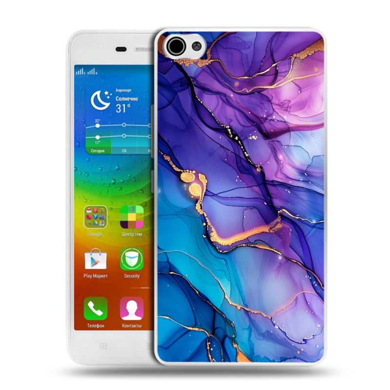 Силиконовый чехол на Lenovo S60 с принтом синий мрамор Силиконовый чехол на Lenovo S60 с принтом синий мрамор
