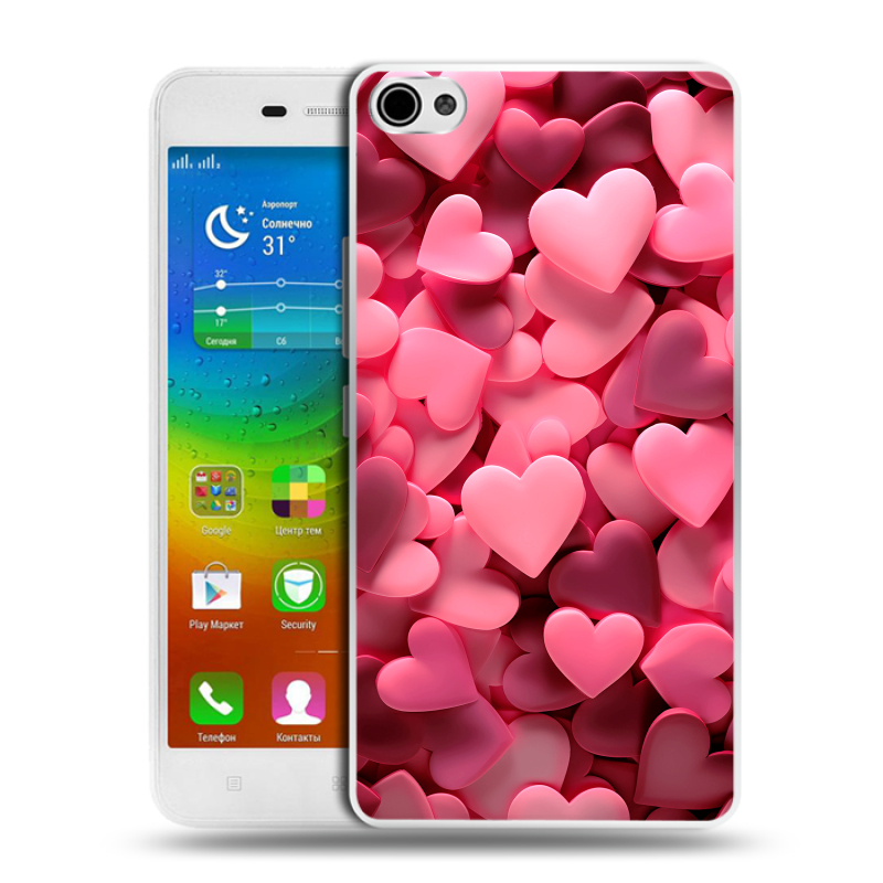 Силиконовый чехол на Lenovo S60 с принтом розовые сердечки Силиконовый чехол на Lenovo S60 с принтом розовые сердечки