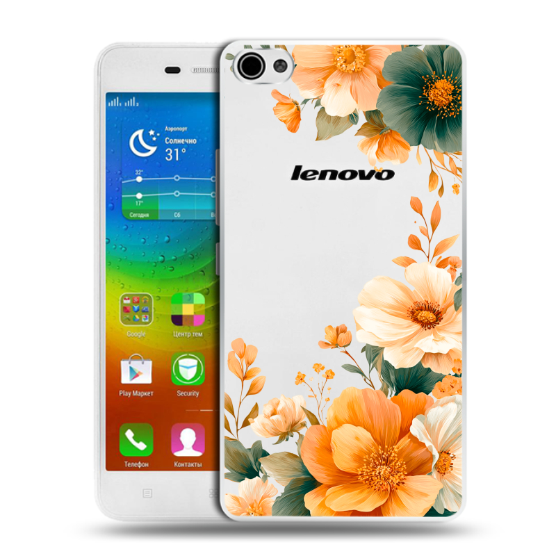 Силиконовый чехол на Lenovo S60 с принтом Цветы принт Силиконовый чехол на Lenovo S60 с принтом Цветы принт