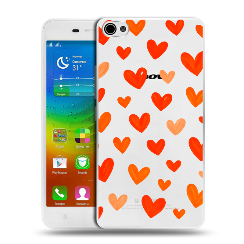 Силиконовый чехол на Lenovo S60 с принтом Сердечки Силиконовый чехол на Lenovo S60 с принтом Сердечки