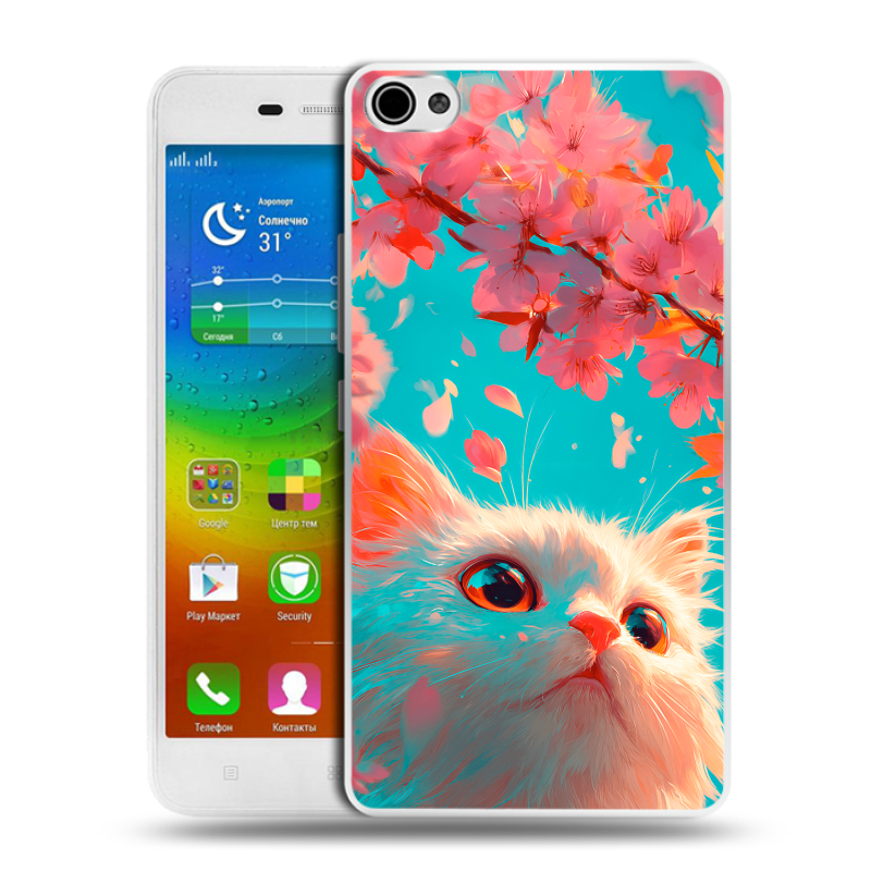 Силиконовый чехол на Lenovo S60 с принтом Красивый кот Силиконовый чехол на Lenovo S60 с принтом Красивый кот