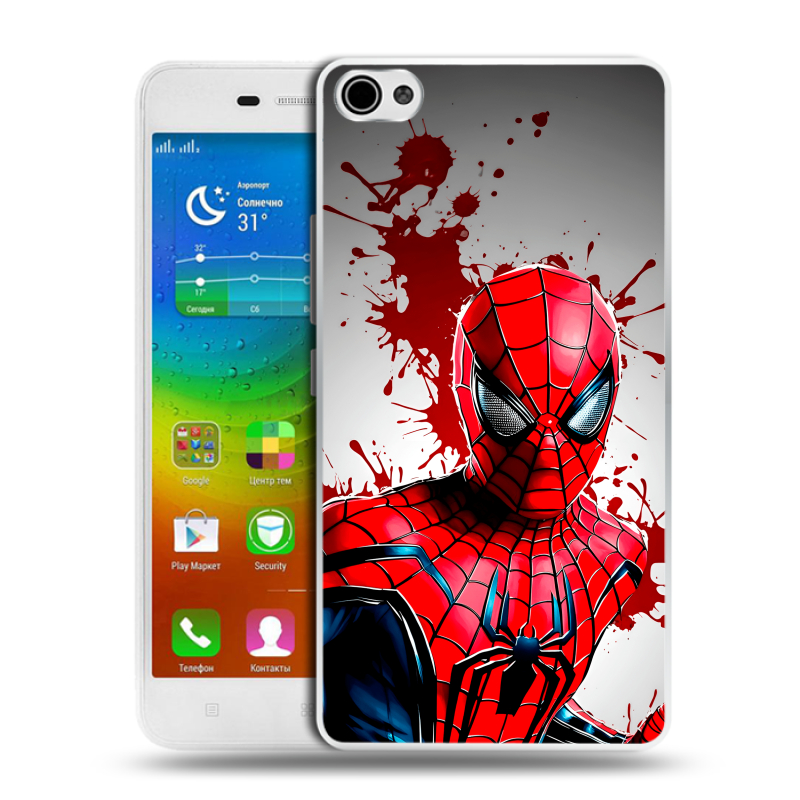 Силиконовый чехол на Lenovo S60 с принтом Spiderman Человек паук Силиконовый чехол на Lenovo S60 с принтом Spiderman Человек паук