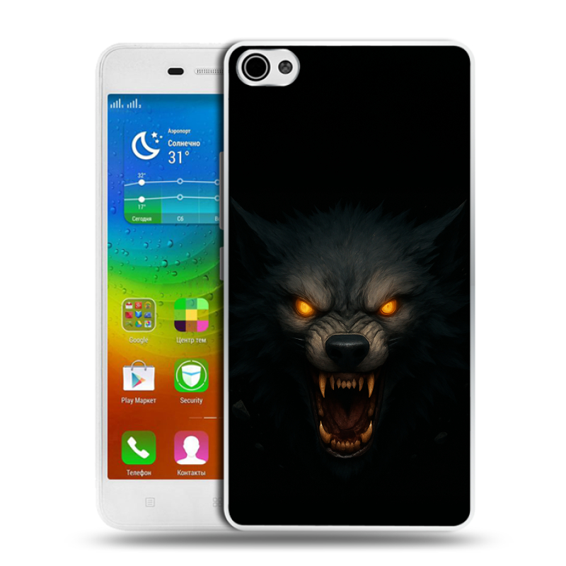 Силиконовый чехол на Lenovo S60 с принтом Волк Силиконовый чехол на Lenovo S60 с принтом Волк
