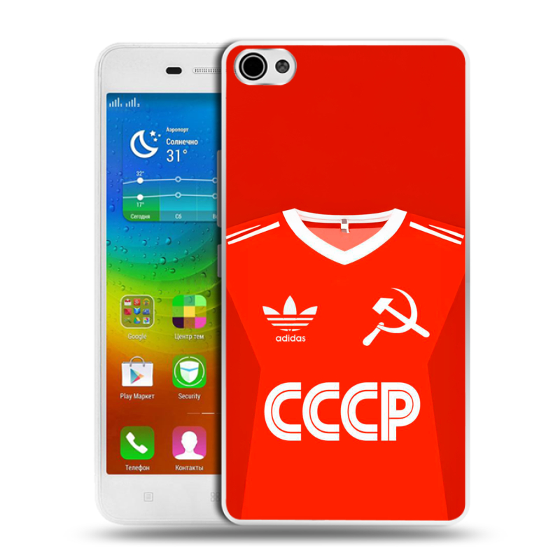 Силиконовый чехол на Lenovo S60 с принтом Флаг Герб СССР Силиконовый чехол на Lenovo S60 с принтом Флаг Герб СССР