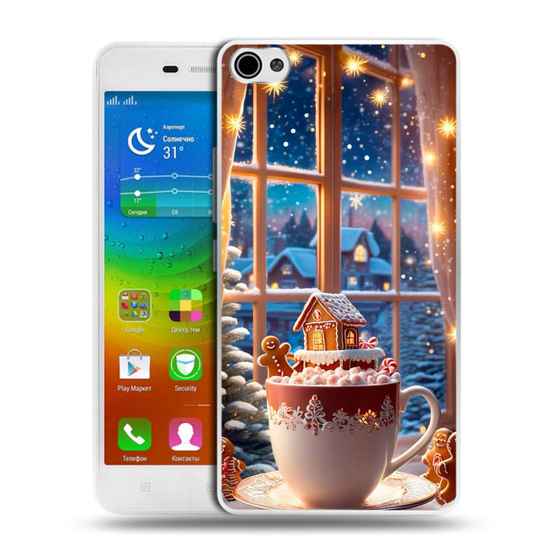 Силиконовый чехол на Lenovo S60 с принтом Новый год Силиконовый чехол на Lenovo S60 с принтом Новый год