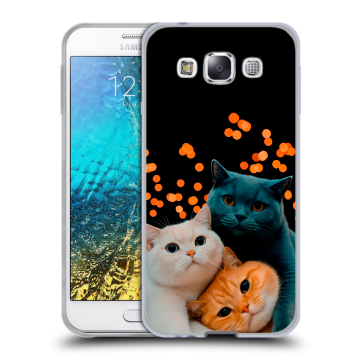 Силиконовый чехол на Samsung Galaxy E5 с принтом Кошки Силиконовый чехол на Samsung Galaxy E5 с принтом Кошки