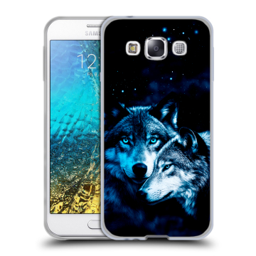 Силиконовый чехол на Samsung Galaxy E5 с принтом Волки