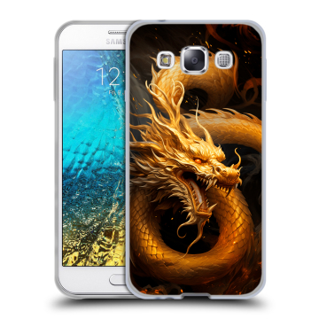 Силиконовый чехол на Samsung Galaxy E5 с принтом Золотой дракон