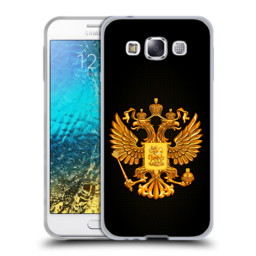 Силиконовый чехол на Samsung Galaxy E5 с принтом Герб России желтый Силиконовый чехол на Samsung Galaxy E5 с принтом Герб России желтый