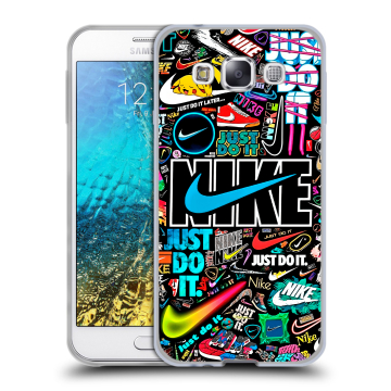 Силиконовый чехол на Samsung Galaxy E5 с принтом найк nike черный