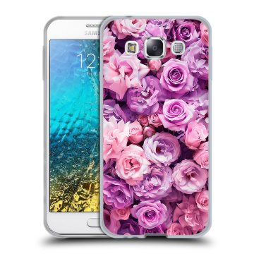 Силиконовый чехол на Samsung Galaxy E5 с принтом лавандовые розы Силиконовый чехол на Samsung Galaxy E5 с принтом лавандовые розы