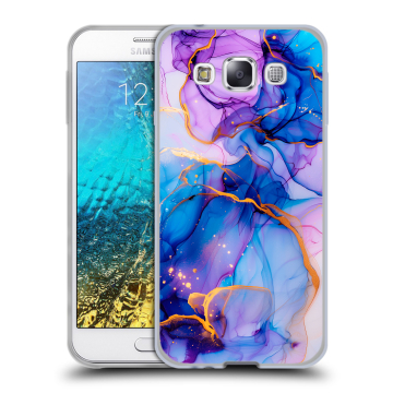 Силиконовый чехол на Samsung Galaxy E5 с принтом синий мрамор Силиконовый чехол на Samsung Galaxy E5 с принтом синий мрамор
