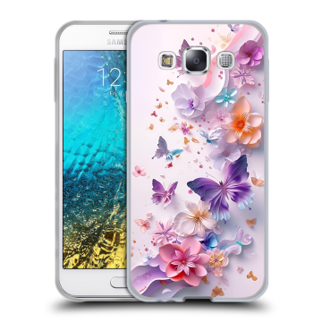 Силиконовый чехол на Samsung Galaxy E5 с принтом цветы бабочки