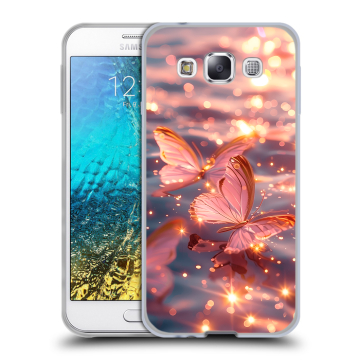 Силиконовый чехол на Samsung Galaxy E5 с принтом бабочки розовые Силиконовый чехол на Samsung Galaxy E5 с принтом бабочки розовые