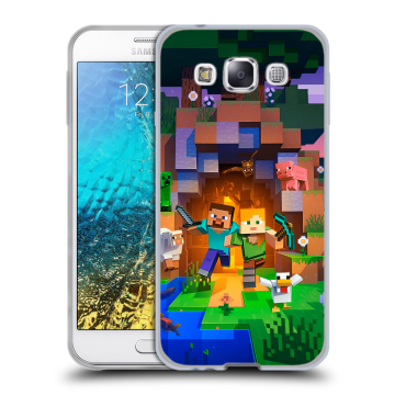 Силиконовый чехол на Samsung Galaxy E5 с принтом Майнкрафт Minecraft