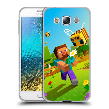 Силиконовый чехол на Samsung Galaxy E5 с принтом Майнкрафт Minecraft