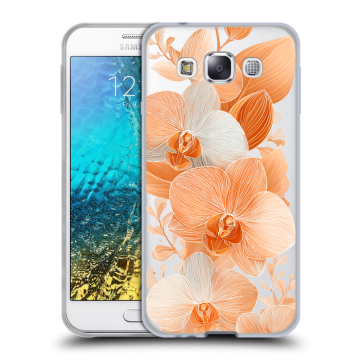 Силиконовый чехол на Samsung Galaxy E5 с принтом Бежевые цветы