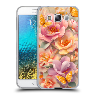 Силиконовый чехол на Samsung Galaxy E5 с принтом Цветы и бабочки