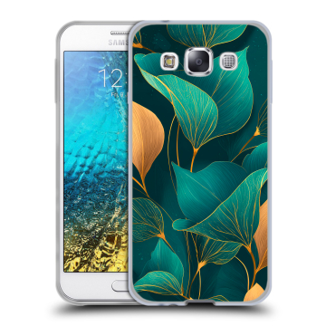 Силиконовый чехол на Samsung Galaxy E5 с принтом Листья и золото
