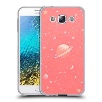 Силиконовый чехол на Samsung Galaxy E5 с принтом Розовый космос
