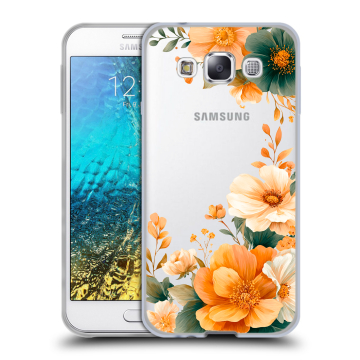 Силиконовый чехол на Samsung Galaxy E5 с принтом Цветы принт