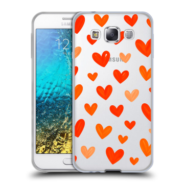 Силиконовый чехол на Samsung Galaxy E5 с принтом Сердечки
