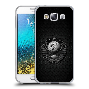 Силиконовый чехол на Samsung Galaxy E5 с принтом Герб Флаг СССР