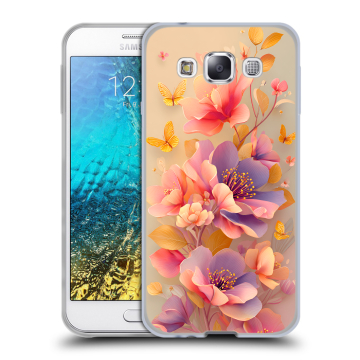 Силиконовый чехол на Samsung Galaxy E5 с принтом Цветы и бабочки Силиконовый чехол на Samsung Galaxy E5 с принтом Цветы и бабочки