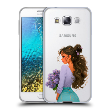 Силиконовый чехол на Samsung Galaxy E5 с принтом девушка цветы Силиконовый чехол на Samsung Galaxy E5 с принтом девушка цветы