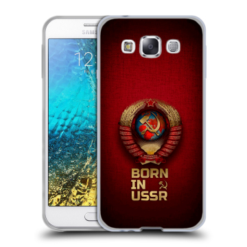 Силиконовый чехол на Samsung Galaxy E5 с принтом Флаг Герб СССР Силиконовый чехол на Samsung Galaxy E5 с принтом Флаг Герб СССР