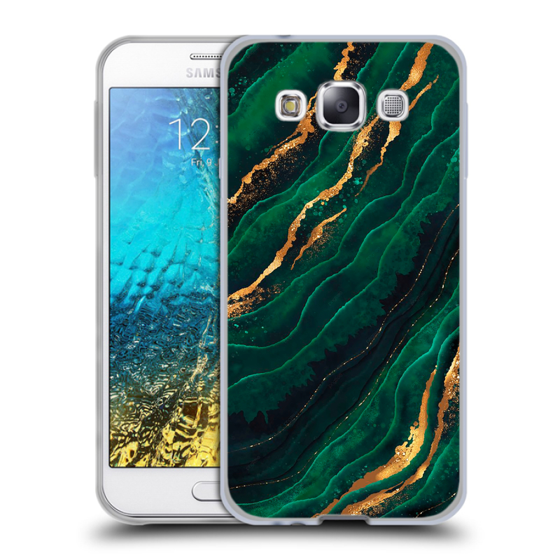 Пластиковый чехол на Samsung Galaxy E5 с принтом Мрамор зеленое золото Пластиковый чехол на Samsung Galaxy E5 с принтом Мрамор зеленое золото