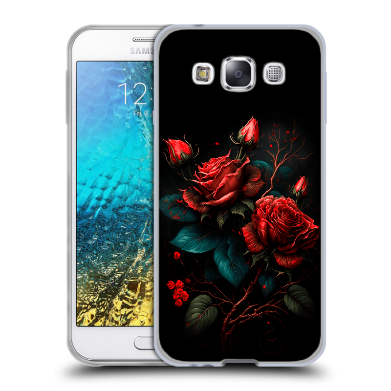 Силиконовый чехол на Samsung Galaxy E5 с принтом Розы красные Силиконовый чехол на Samsung Galaxy E5 с принтом Розы красные