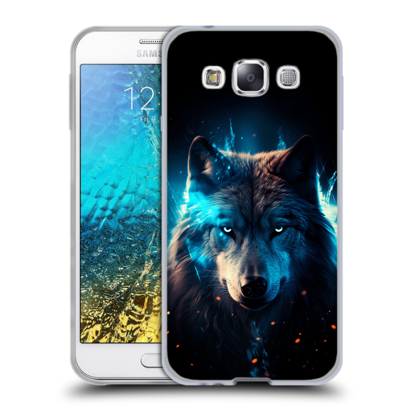 Силиконовый чехол на Samsung Galaxy E5 с принтом Волк ночной Силиконовый чехол на Samsung Galaxy E5 с принтом Волк ночной