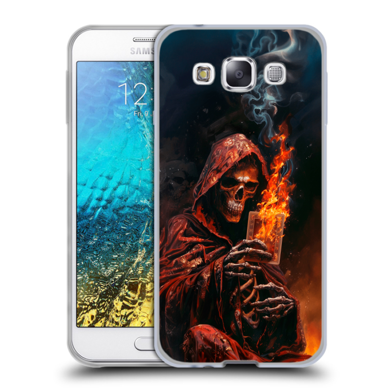 Силиконовый чехол на Samsung Galaxy E5 с принтом Скелет и карты Силиконовый чехол на Samsung Galaxy E5 с принтом Скелет и карты