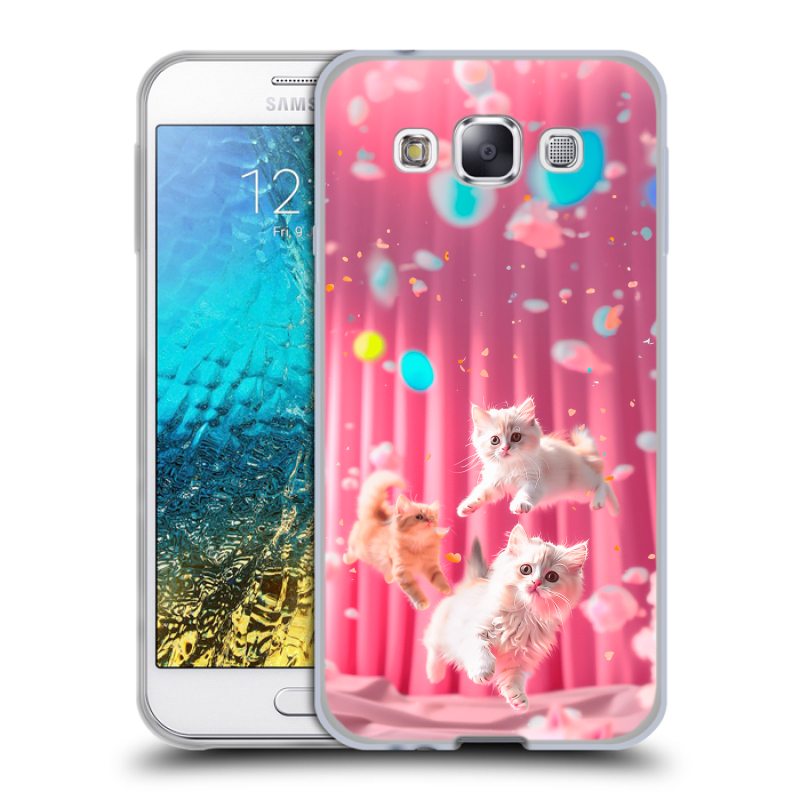 Силиконовый чехол на Samsung Galaxy E5 с принтом милые котики Силиконовый чехол на Samsung Galaxy E5 с принтом милые котики