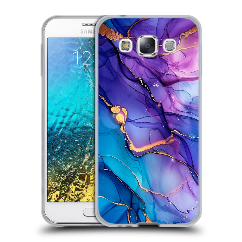 Пластиковый чехол на Samsung Galaxy E5 с принтом синий мрамор Пластиковый чехол на Samsung Galaxy E5 с принтом синий мрамор