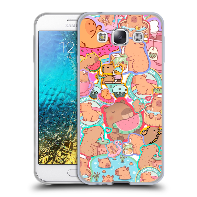 Силиконовый чехол на Samsung Galaxy E5 с принтом капибары Силиконовый чехол на Samsung Galaxy E5 с принтом капибары