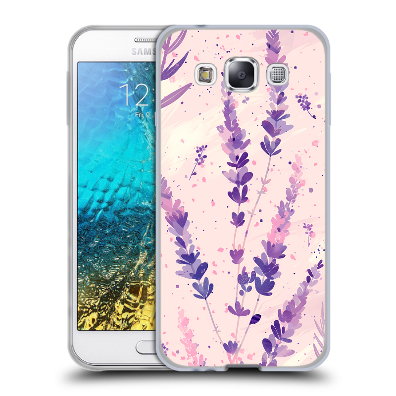 Пластиковый чехол на Samsung Galaxy E5 с принтом цветы лаванда Пластиковый чехол на Samsung Galaxy E5 с принтом цветы лаванда