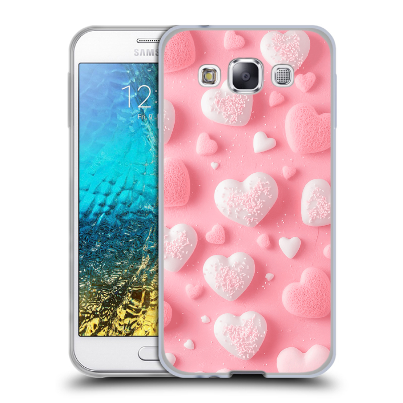 Силиконовый чехол на Samsung Galaxy E5 с принтом Сердечки Силиконовый чехол на Samsung Galaxy E5 с принтом Сердечки