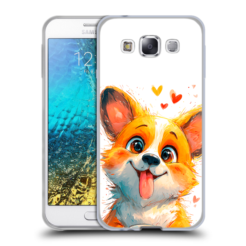 Пластиковый чехол на Samsung Galaxy E5 с принтом корги Пластиковый чехол на Samsung Galaxy E5 с принтом корги