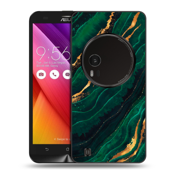 Силиконовый чехол на Asus Zenfone Zoom с принтом Мрамор зеленое золото