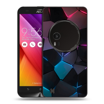 Силиконовый чехол на Asus Zenfone Zoom с принтом Геометрия неона