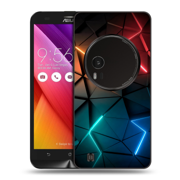 Силиконовый чехол на Asus Zenfone Zoom с принтом Абстракция неон