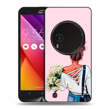 Силиконовый чехол на Asus Zenfone Zoom с принтом Девушка и букет