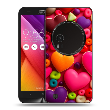 Силиконовый чехол на Asus Zenfone Zoom с принтом Сердечки