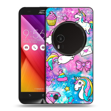 Силиконовый чехол на Asus Zenfone Zoom с принтом Единороги