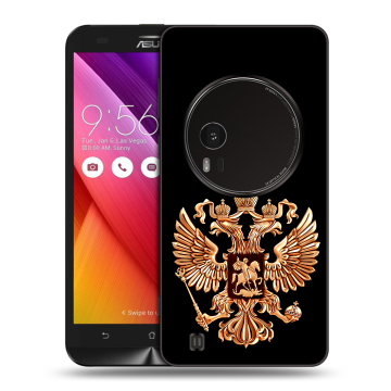 Силиконовый чехол на Asus Zenfone Zoom с принтом Герб России золотой