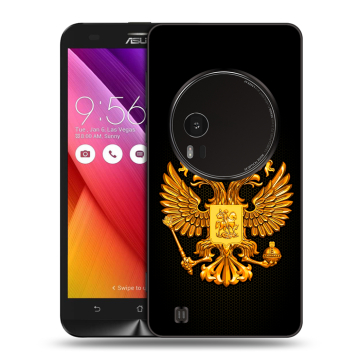 Силиконовый чехол на Asus Zenfone Zoom с принтом Герб России желтый