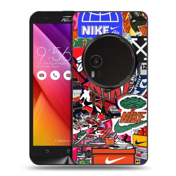 Силиконовый чехол на Asus Zenfone Zoom с принтом Найк Nike яркий